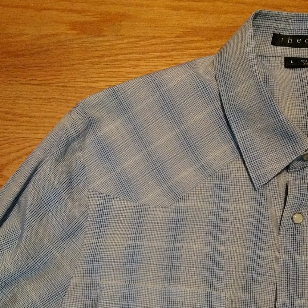 Theory Light Blue Patterned Button Down Western S… - image 3
